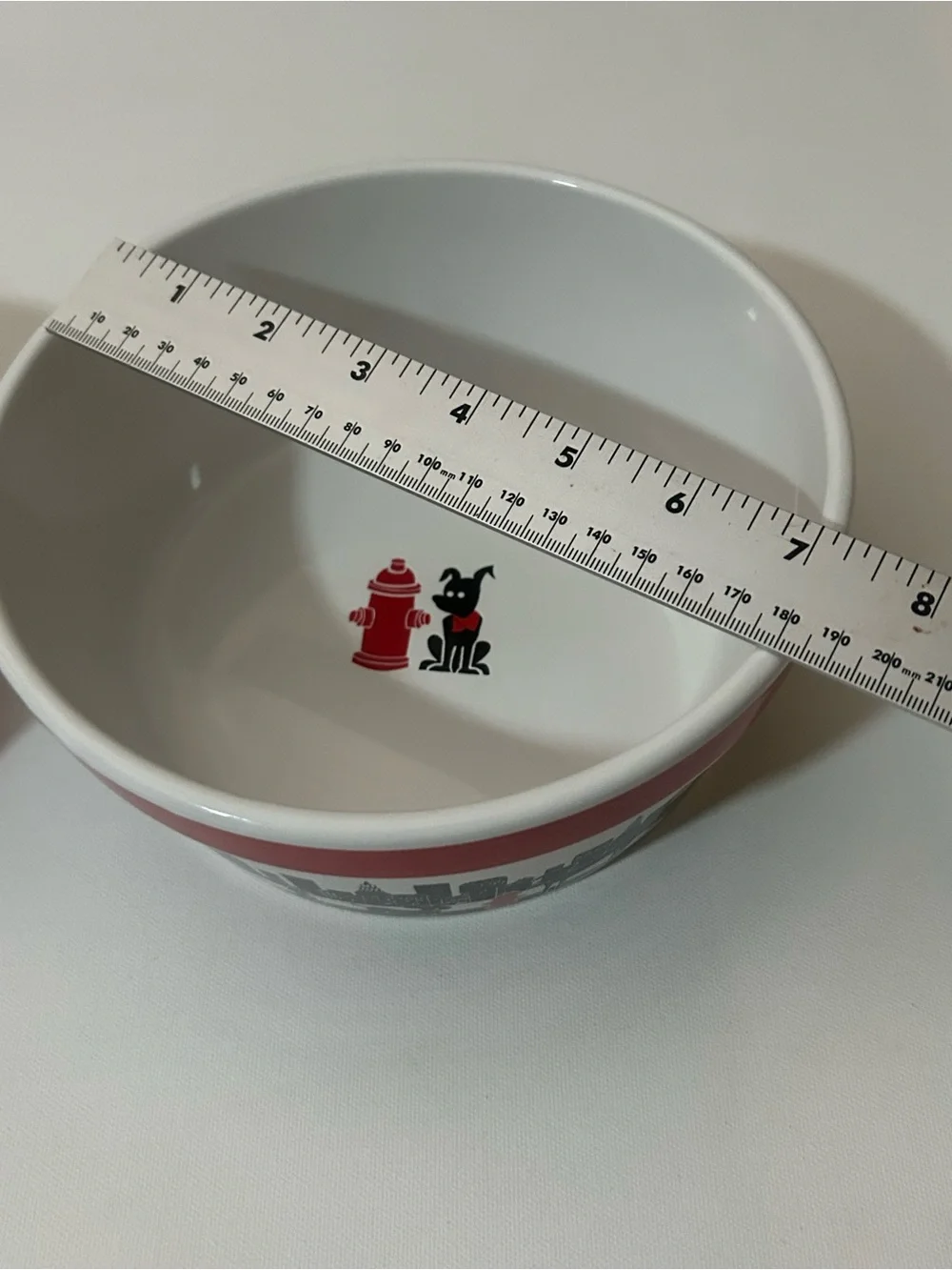 Dog Bowl Set of Two City Pets Red White Black Urban Loft Retro Ceramic Food Big